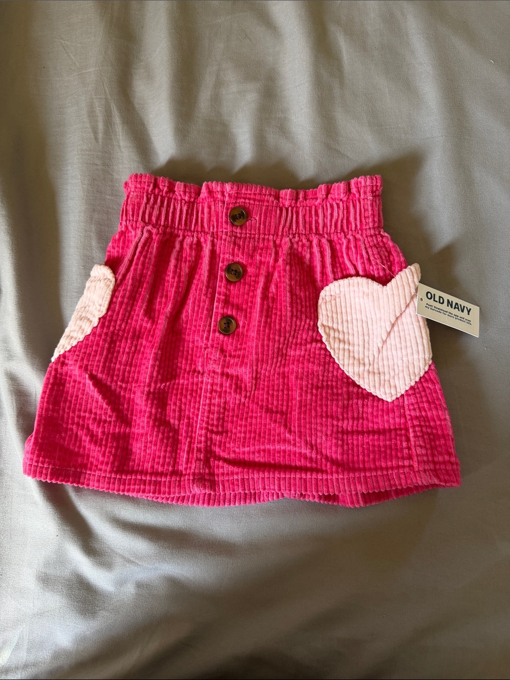 Old Navy Hot Pink Corduroy Skirt with Light Pink Heart Pockets